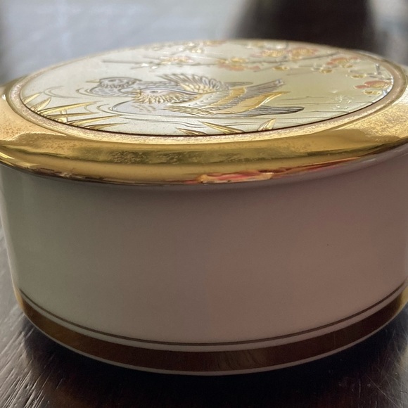 Vintage The Art of Chokin 24k Gold Edged Trinket Box Bird Copper Design Japan - Picture 4 of 9